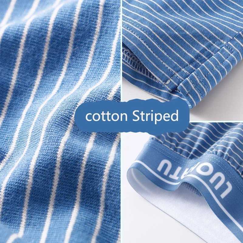 Loose Cotton Briefs Men Boxer Shorts Comfortable Summer Large Size Home Sleeping Shorts Underpants Trend Soft Striped BriefsT251031