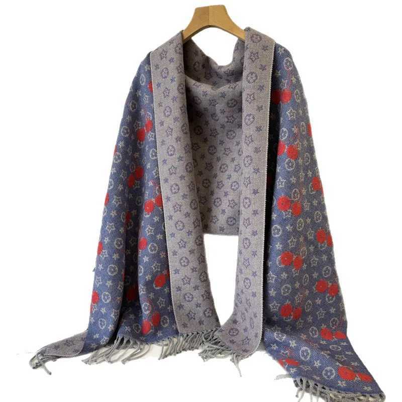 Fashion New Cherry Stars Faux Cashmere Shawl Winter Long Warm Scarves Soft Comfort Wraps Spring Autumn Poncho Women Neckerchief C251031