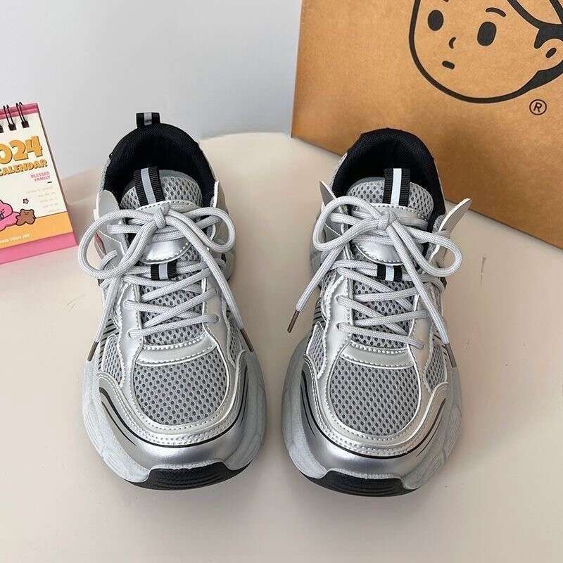 Casual All-Season Double Mesh Breathable Dad Shoes for Designer Shoe Women 2025 New Fashionable Height-Increasing Sneakers