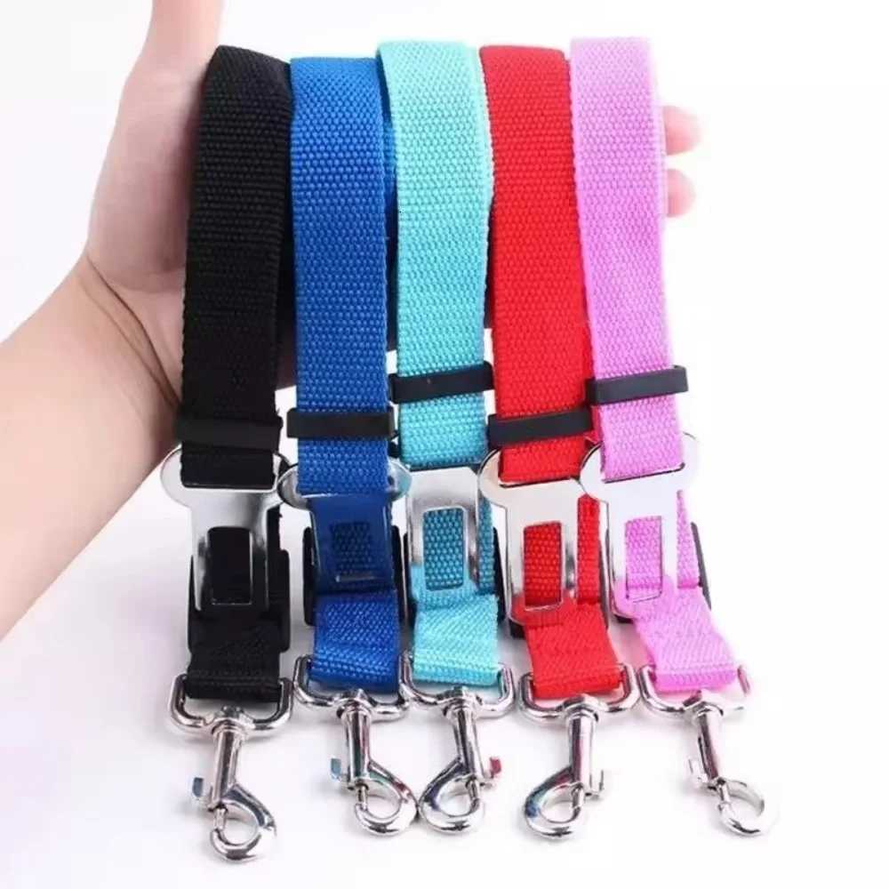 Adjustable Dog Cat Car Seat Belt Dog Leash Collar Breakaway Car Nylon Harness Portable Safety Protector Travel Pets Accessories C251031