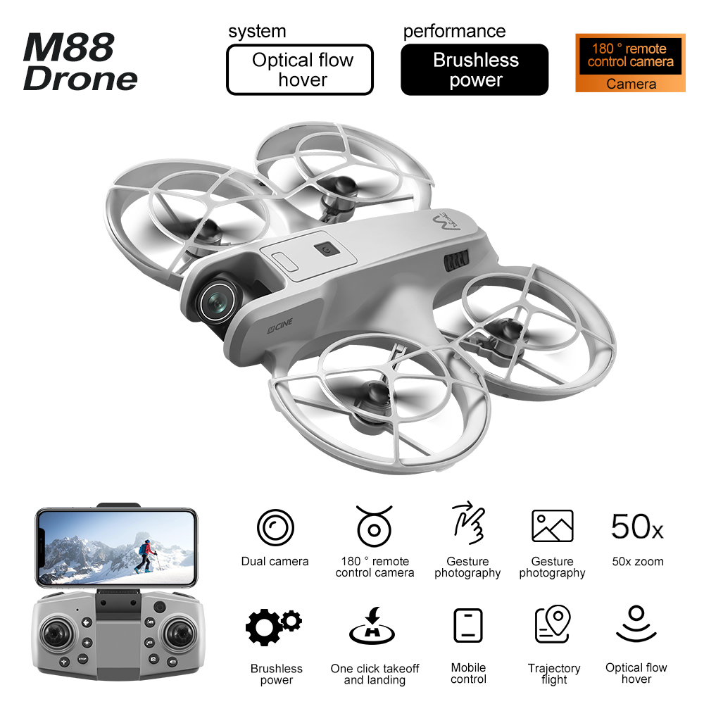 New M88 Drones Aerial Photography Drone HD Brushless Motor Optical Flow Positioning Camera Can Be Remote Control Electric Adjustment 180 °