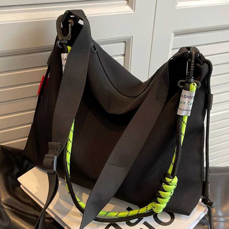 Unisex Leisure big Nylon Crossbody Bag Black Korean style Sweethearts Laptop Shoulder Bags Coloured Elastic Rope Lovers Handbag W251031