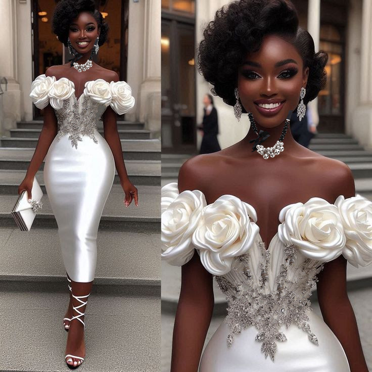 African Black Girl Mermaid Wedding Dresses Sexy Off Shoulder Short Bridal Gowns Aso Ebi Plus Size Robe de Mariee