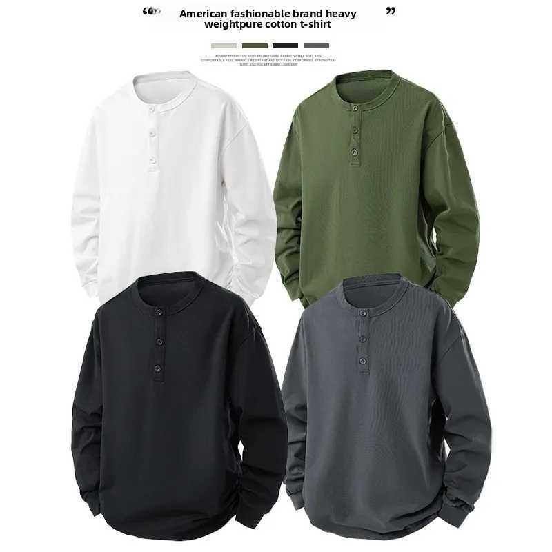 Top Grade 100 Washed Cotton Henley Neck New Streetwear Fashion Casual Breathable Sport Trendy Pullover Hoodies Sweatshirts J251021