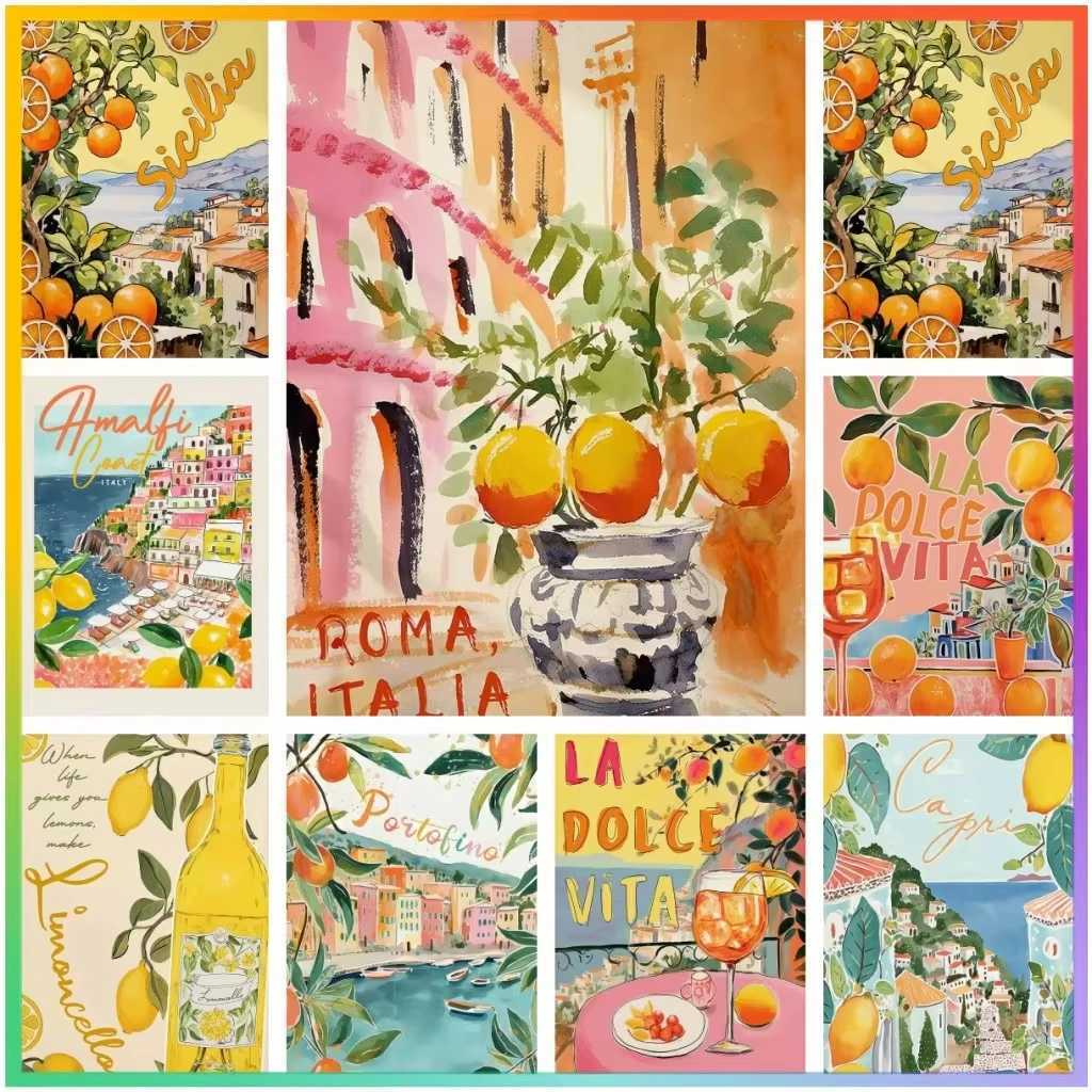 MINISSO Largescale Color by Number La Dolce Vita limn Santorini ItaOil painting handpainted bedroom wall decoration C251031