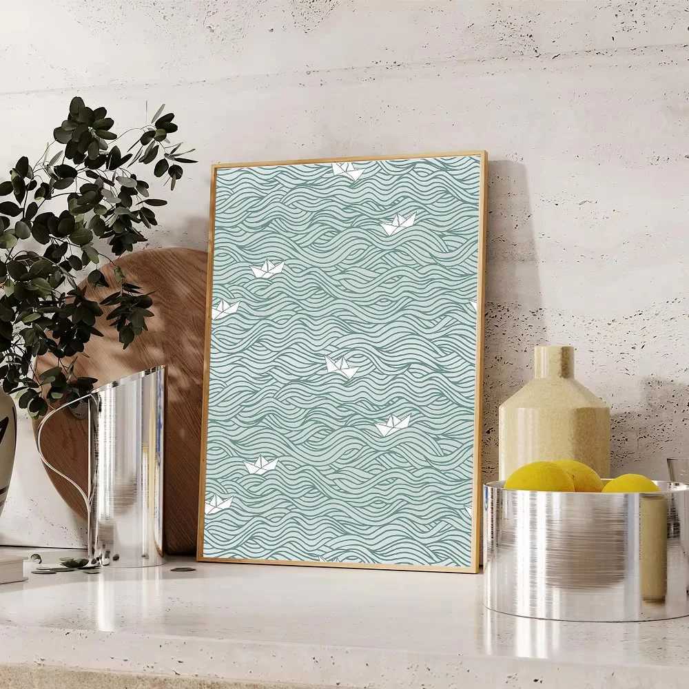 Ocean Wave Canvas Wall Art Blue Sea Landscape Painting Modern Abstract Home Decor Picture Prints C251031