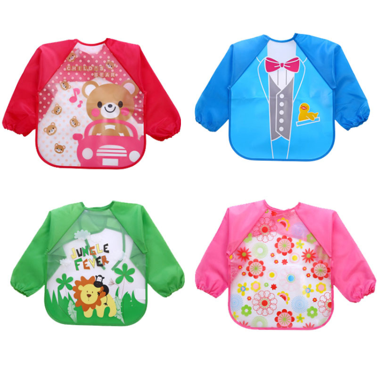 Baby Toddler Cartoon Overalls Waterproof Long Sleeve Bibs Children Kids Feeding Smock Apron Eating Clothes Burp Cloths 17 styles C3435