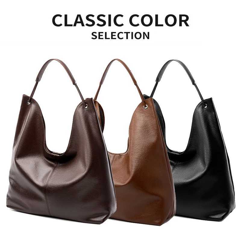 New Womens Large Capacity Genuine Leather Handbag Fashion Single Shoulder Underarm Bag for Ladies Commuting Stylish Girls Bag W251031
