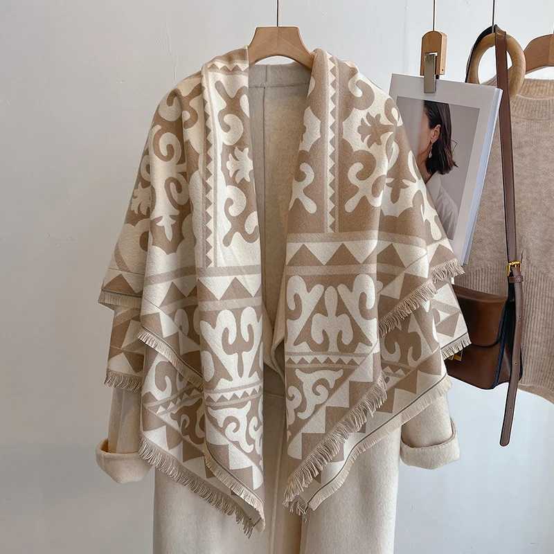 2025 Womens Luxury Brand Winter Cashmere Scarf Tasseled Damask Printed Shawl Warm Wrap Foulard Poncho C251031