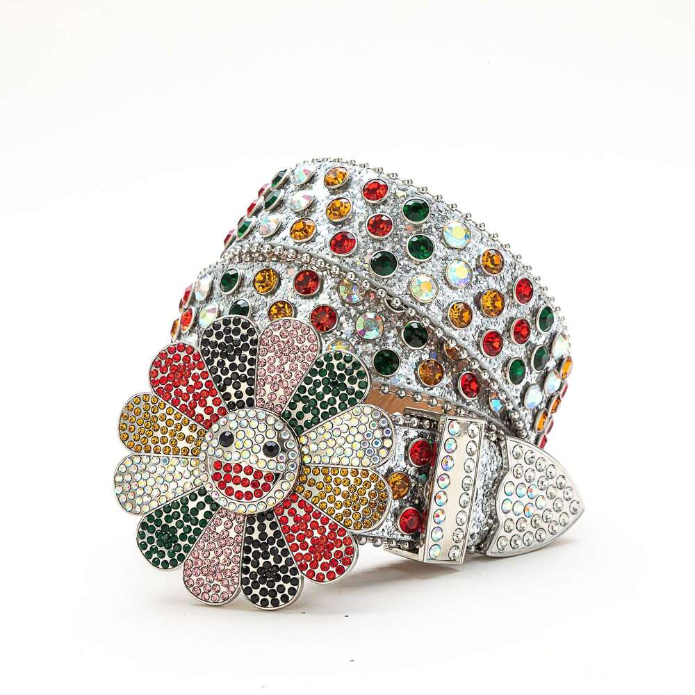 Sunflower Rhinestone Fashion Rotating Buckle Punk Hip-Hop Style Accessory Jeans Belt