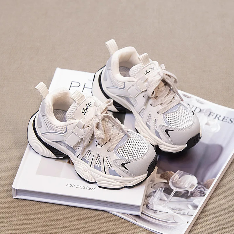 Spring and Autumn Children Sports Unisex Kids Sneakers Mesh Upper Breathable Basketball Shoes Tennis Casual Flats Footwear C260130