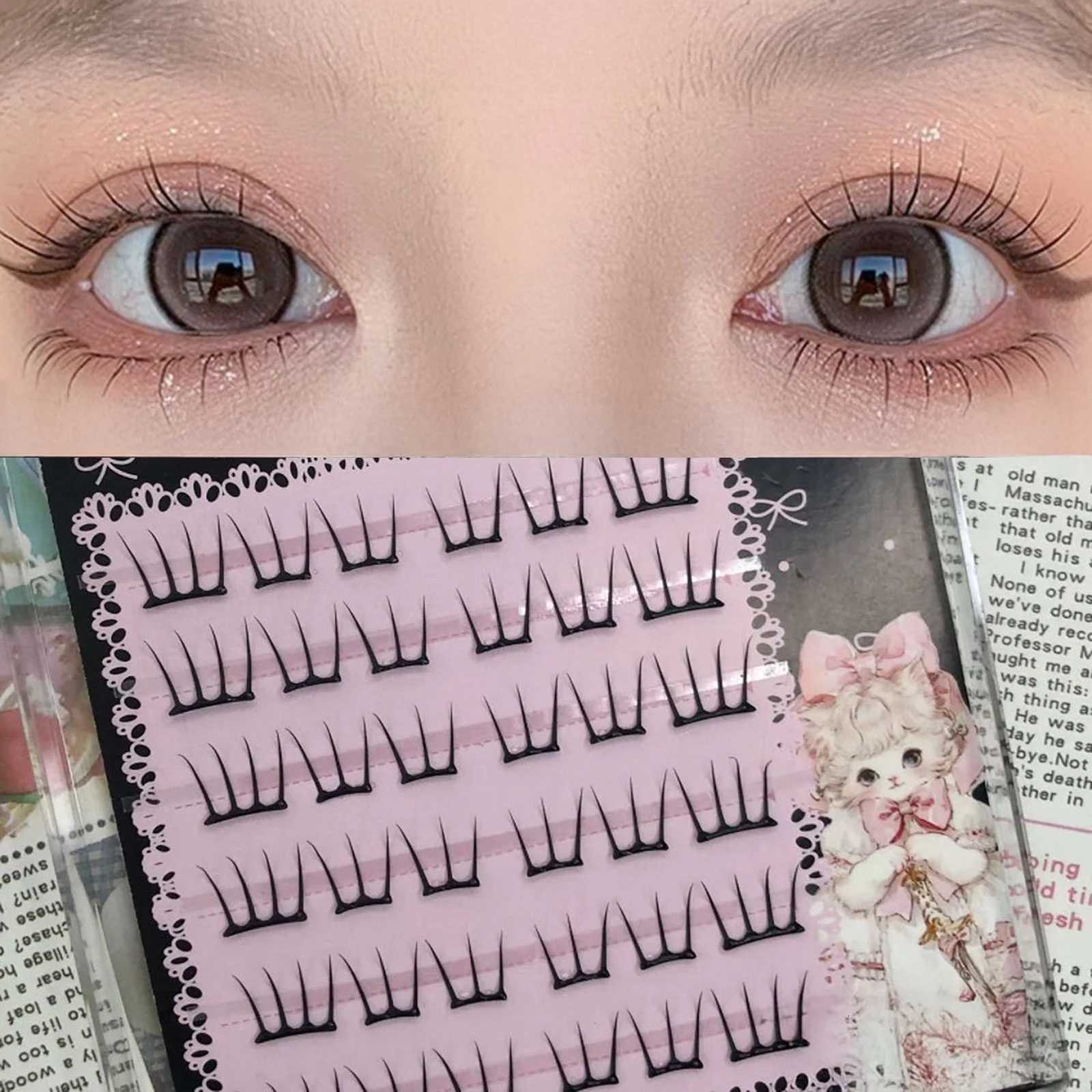DIY Fashion Lash Extensions Glue-free Korean Style Girl Group lash Segemented Natural Long False Eyelash Self Sticking EyelashesT251117