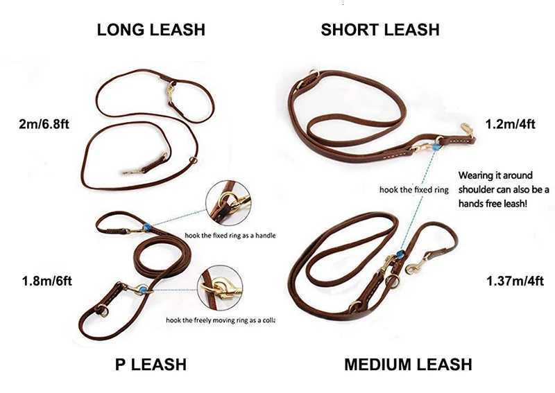 Benepaw Multifunctional Genuine Leather Dog Leash Hands Free Short Medium Long Training Pet Leash For Small Medium Large Dogs C251031