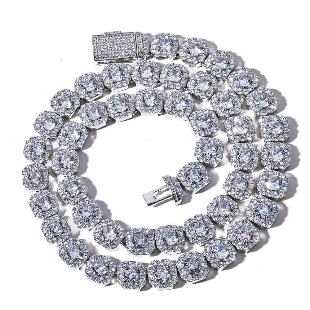 2025 Luxury Fashion Zircon Cuban Link Chains for Men Hip Hop Tennis White Gold Iced Jewelry Princess Cut Heart Shape Gold