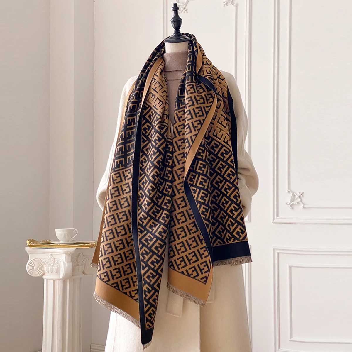 2025 New Luxury Brand Women TwoSided Print Scarf Soft Warm Shawl Winter Outdoor Coldproof Windproof Blanket Scarf C251031