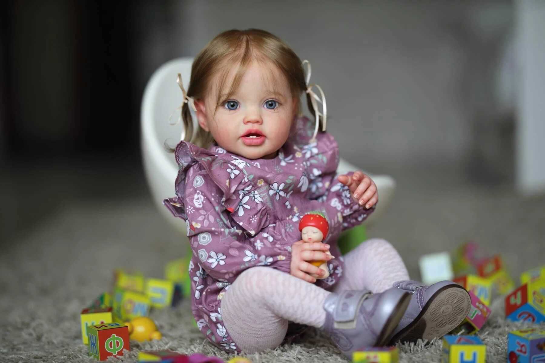 NPK 24Inch Newborn Baby Toddler Doll Reborn Lottie Princess Girl Lifelike Soft Touch 3D Skin Art Doll with Hand Rooted Hair L251031