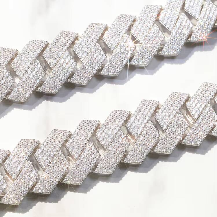 Luxury Jewelry Heavy Silver 20mm 4rows Gold Plated VVS Moissanite Diamond Cuban Chain Link for Hip Hop Jewelry