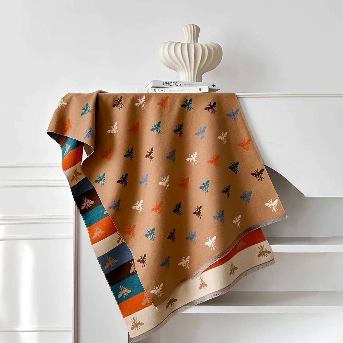 Womens Luxury Cashmere Scarf Extra Warm Thick Shawl Rich Winter Print Foulard Blanket Wrap for Fashionable Warmth C251031