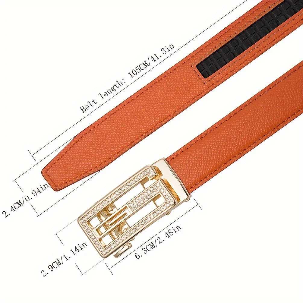 2025 New Womens Alloy Automatic Buckle Microfiber Hollow Belt Casual Jeans Decorative Waist Chain Light Luxury Allmatch DesignW251030