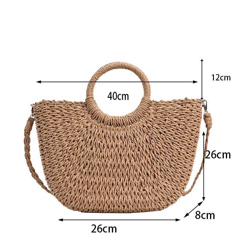Straw Woven Handbags For Women Handmade Travel Seaside Beach Bag Summer New Handle Bucket Bag Shopping Tote Bag Basket Bolsa W251031