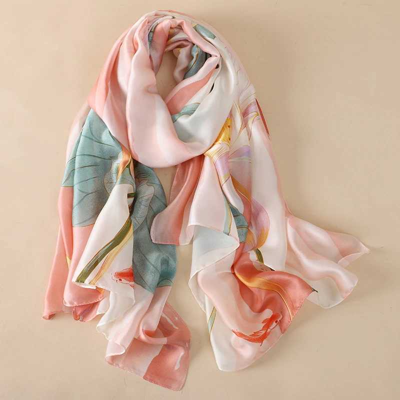 18090cm Large Silk Satin Scarf Hijab Women Print Spring New Shawl Wrap Female Hand Foulard Travel Echarpe 2022 NEW C251031