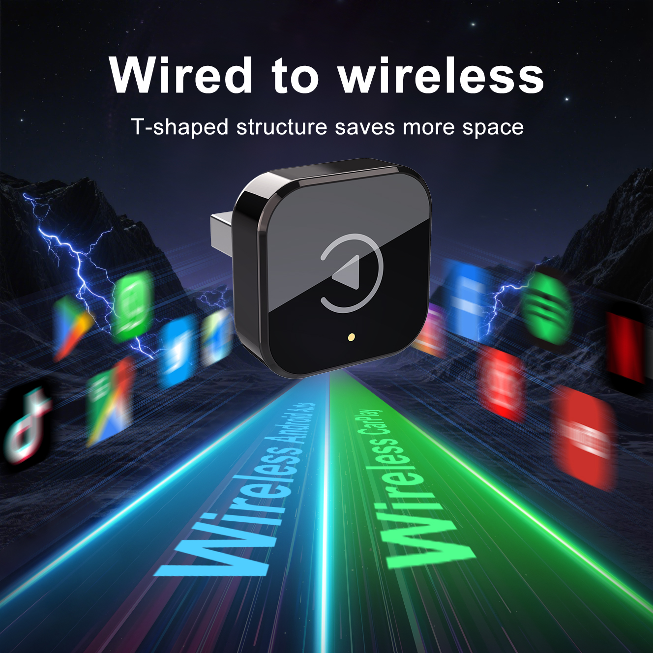 KOWANKIT Mini Wireless CarPlay Android Auto Ai Box, WIFI 5G BT4.2 Adapter, Plug & Play Dongle Converts Wired To Wireless, Car Accessories, No Delay, K