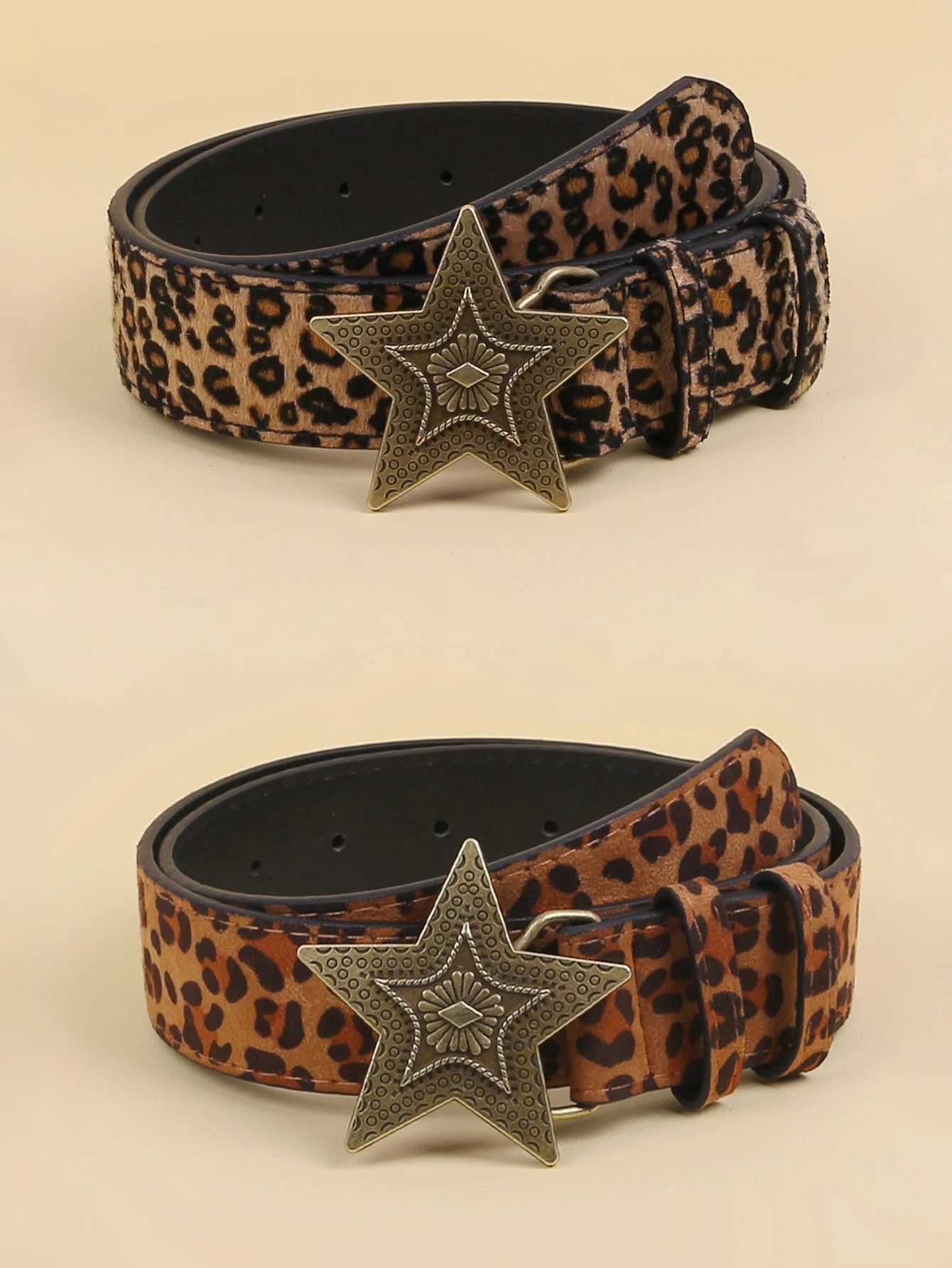 Female Belt Cummerbund Women Horsehair Belt With Leopard Pattern Rose Gold Metal Buckle Women Pu BeltW251030