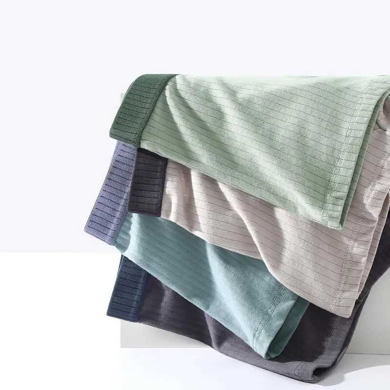 Striped Cotton Men Boyshorts Solid Color Mens Underwear Elastic Youth Boxer Briefs Breathable 3DCrotch Male Boxer PantyT251031