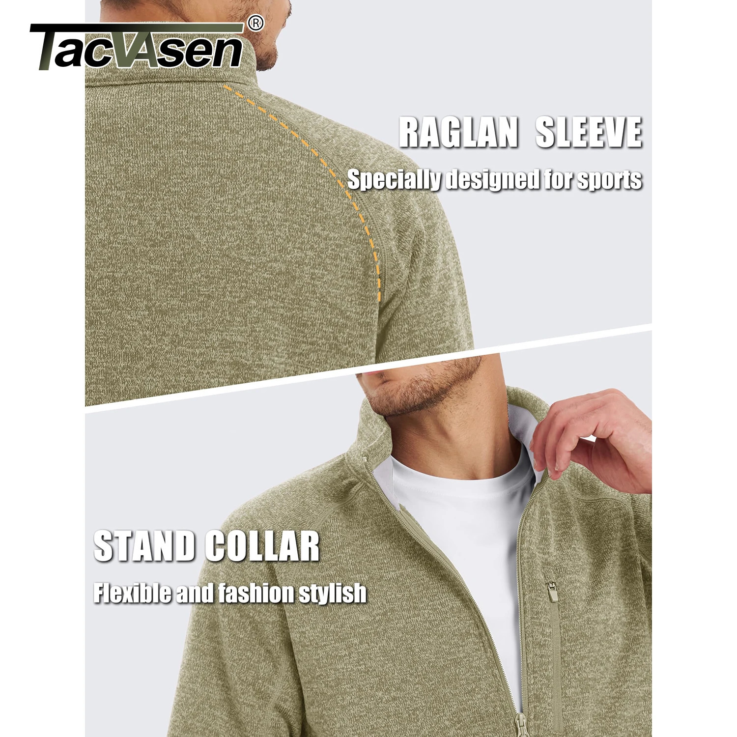 TACVASEN Full Zip Knitted Sweater Mens Stylish High Quality Soft Warm Fleece Jacket Spring Hiking Sports Casual Coat Male 251029