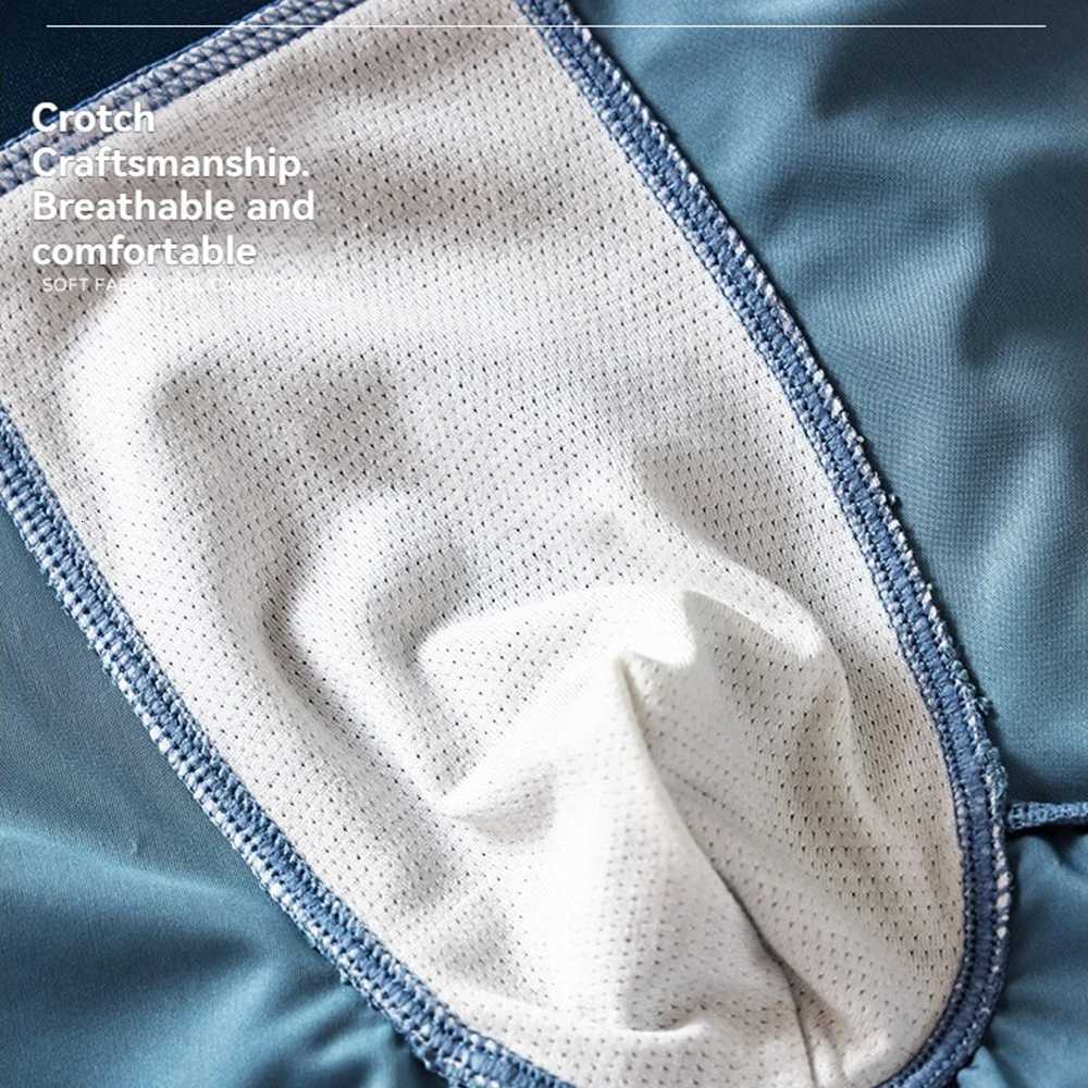3PCSPack Luxury Ice Silk Satinlike Boxers Summer Smooth Cool Solid Mens Underpants Breathable Mesh Crotch Panties UnderwearT251031