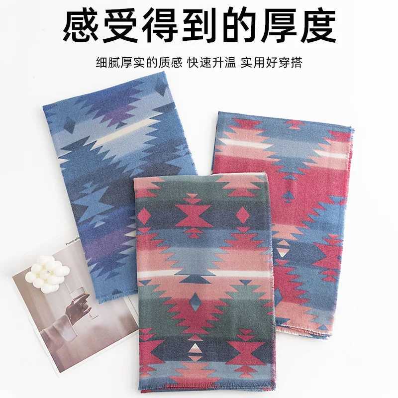 Geometric Ethnic Style Jacquard Imitation Cashmere Scarf for Women High Grade Tassel Elegant Autumn and Winter Warm Shawl C251031