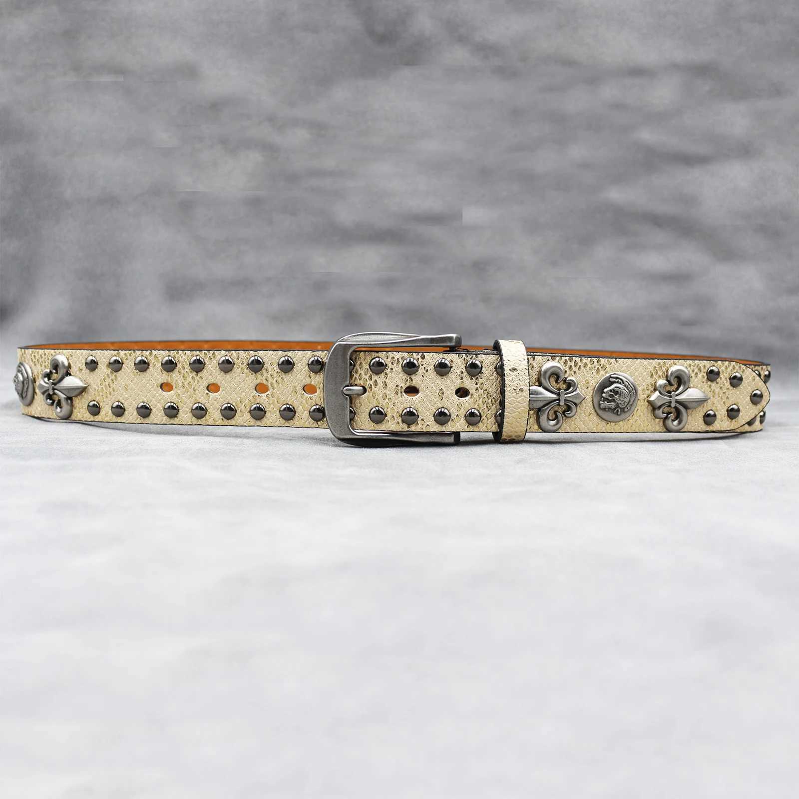 Y2K Leather Rivet Belt Golden Cross Fashion Womens Studded Belts High Quality Female Leather Rock Women Strap For JeansW251030