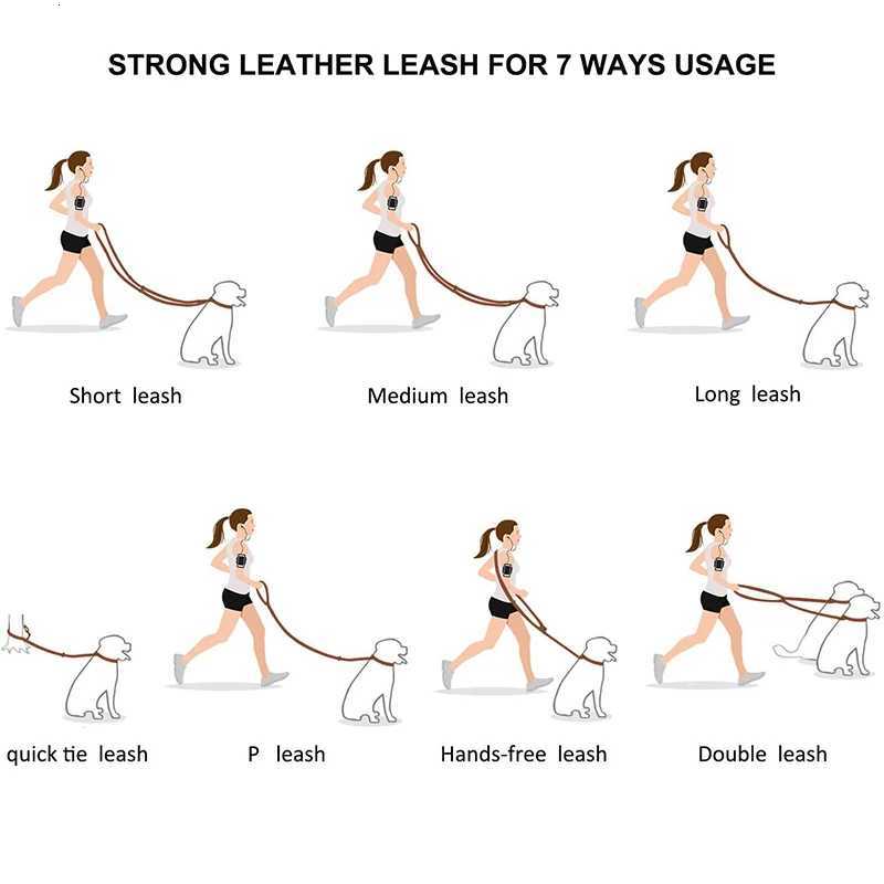 Benepaw Multifunctional Genuine Leather Dog Leash Hands Free Short Medium Long Training Pet Leash For Small Medium Large Dogs C251031