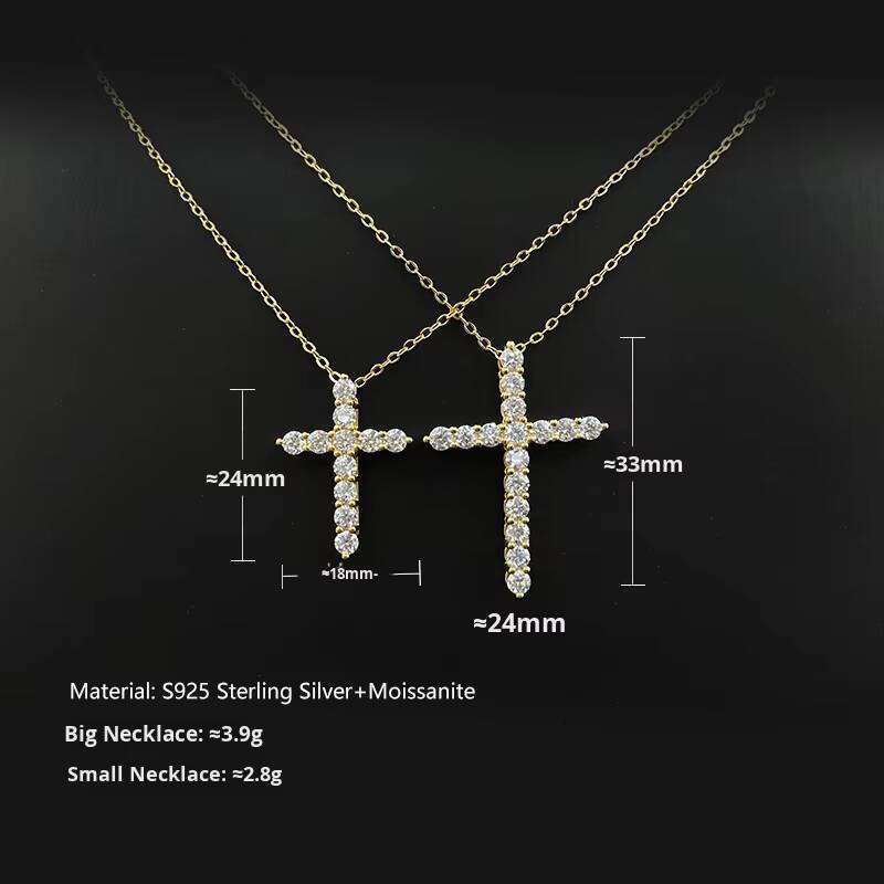 Womens 925 Sterling Silver Fine Moissanite Cross Pendant Necklace Small Orthodox Fashion Jewelry