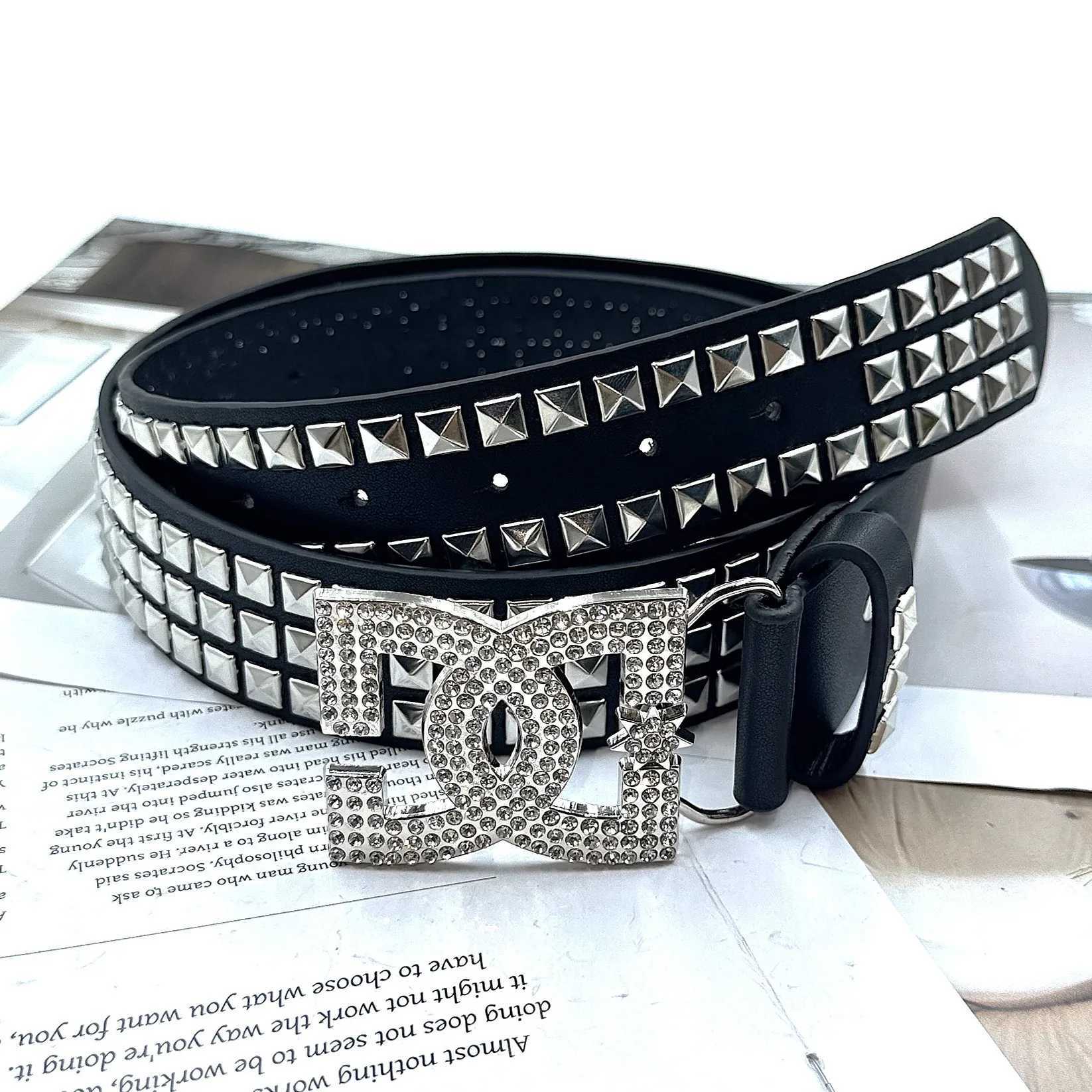 YK2 luxuryhot girl womens rhinestone belt unique punk fashion rivet leather belt versatile embedded decorative beltW251030