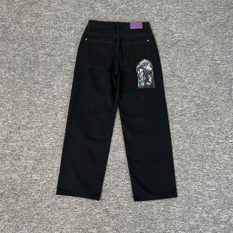 Hip Hop Jeans Vintage Wide Leg Trousers Y2K Clothes Men Women Embroidered Baggy Jeans