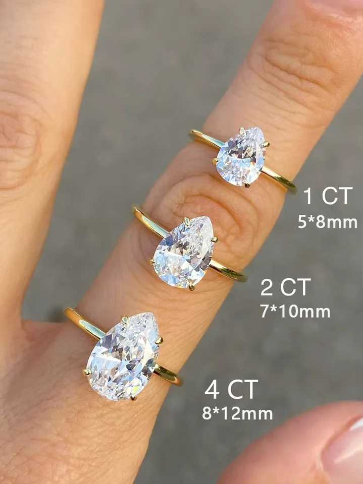 925 Sterling Silver 14 CT Zircon Sparkling Luxury Water Drop Shape Ring For Women Engagement Wedding High Quality Fine JewelryXJ251031