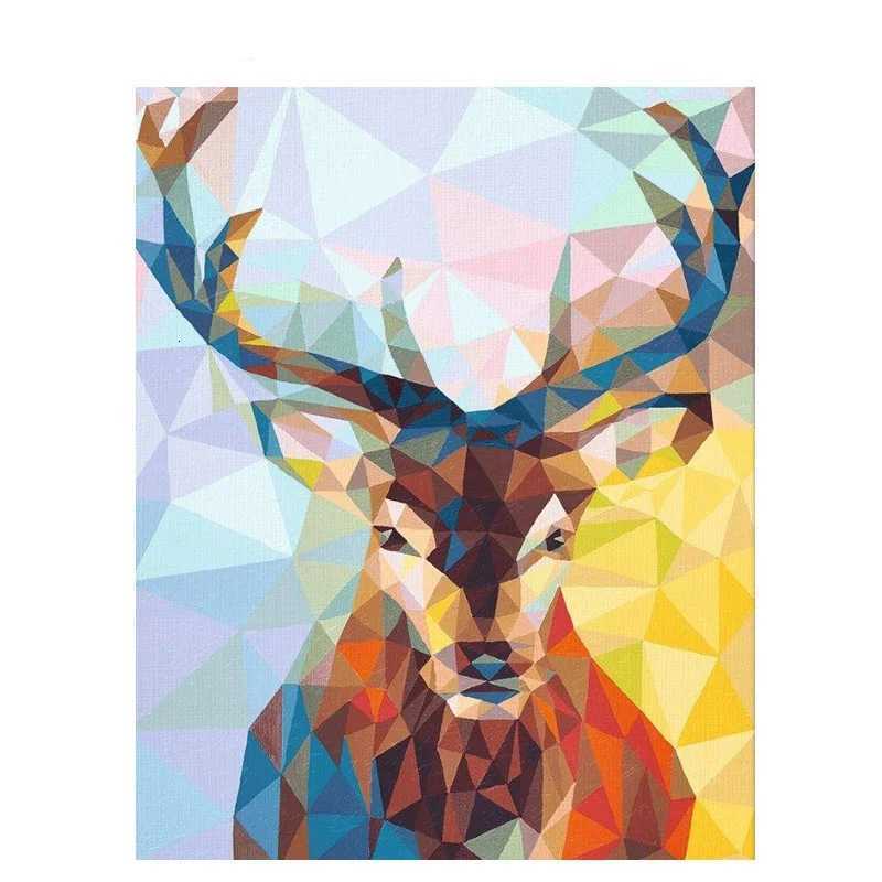 Deer Reindeer Sika DIY Digital Oil Painting By Numbers Paint Drawing Coloring Number Canvas Hand Painted Modular Picture C251031
