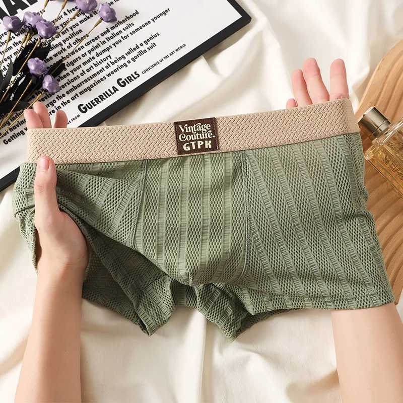3pcs Boxer Shorts Mens Underpants Mesh Underwear For Men Breathable U Convex Lingerie Male Underpants PantiesT251031