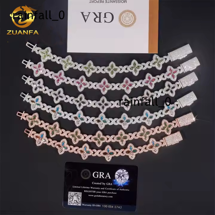 Hot Selling 925 Sterling Silver Colorful Moissnaite Pass Diamond Test Moissanite 18mm Iced Out Hip Hop Cuban Link Bracelet