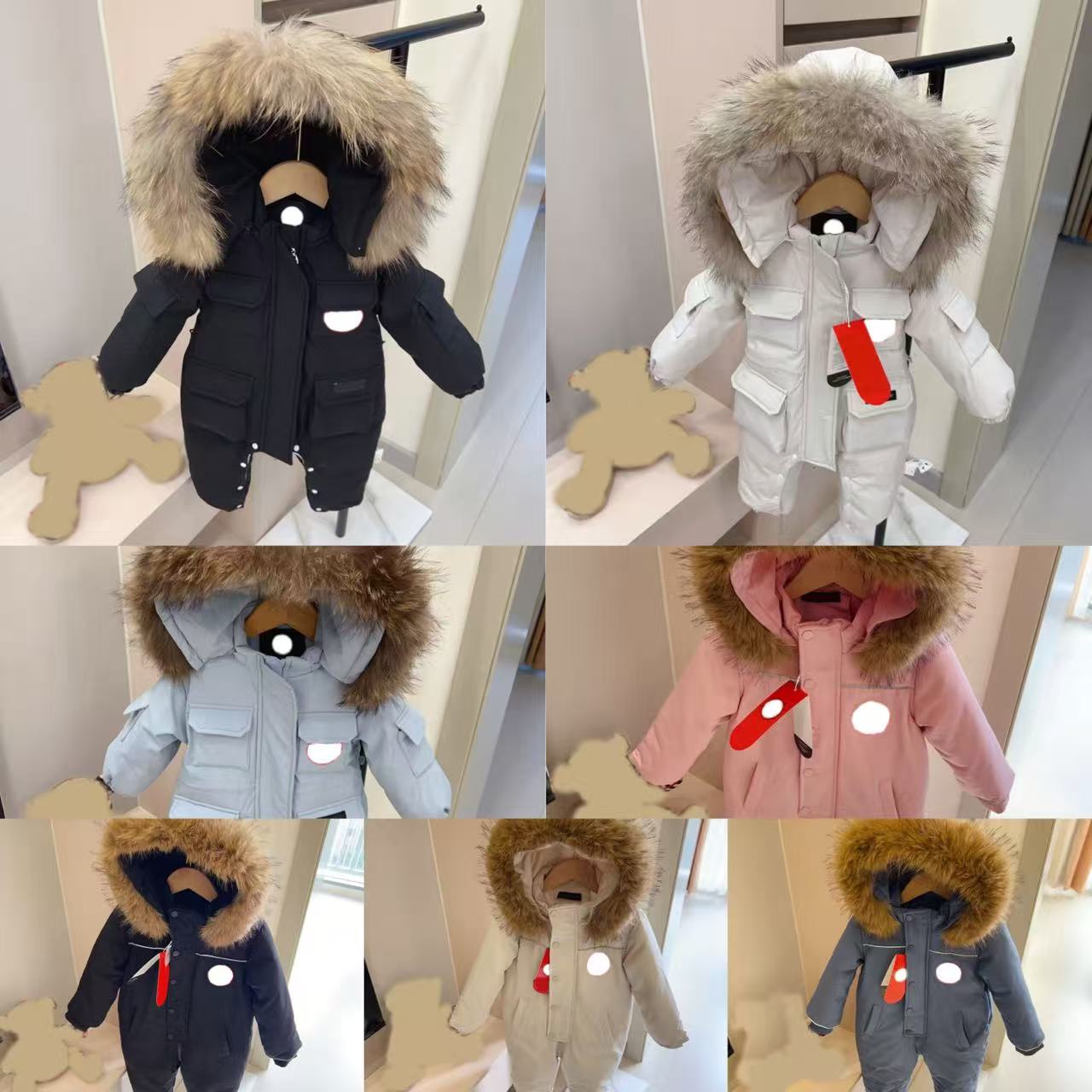 baby down romper newborn baby designer clothes unisex warm jumpsuit with fur hat baby onesie designer size 66-120cm H27