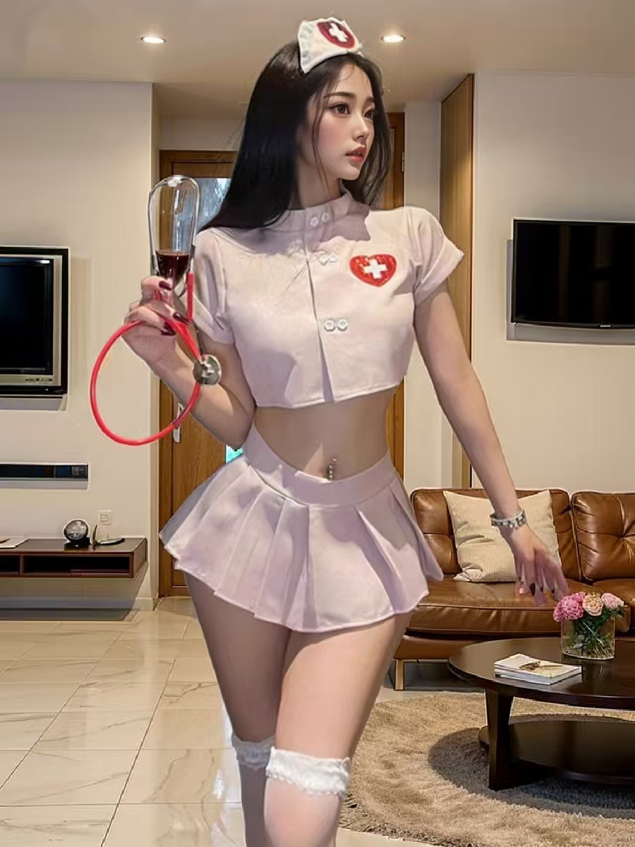New hot selling nightgown set, sexy little nurse home pajamas