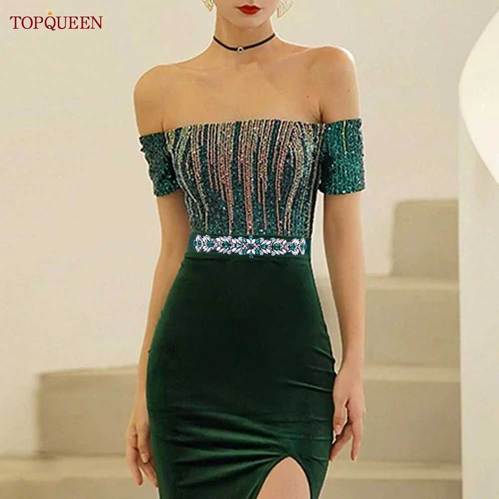 TOPQUEEN Rhinestone Elastic Waist Belt For Women Dress Full Crystal Gem Female Waistband Sash Fashion Luxury Ladies Belt S476BW251030