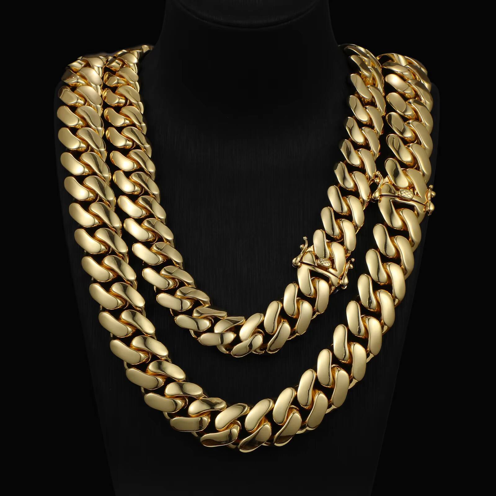Jewelry Wholesale Bulk 10 Pcsset 1022mm 10K 14K 18K 24K Gold Heavy Choker Cubana Solid Miami Cuban Link Chain Necklace for Men