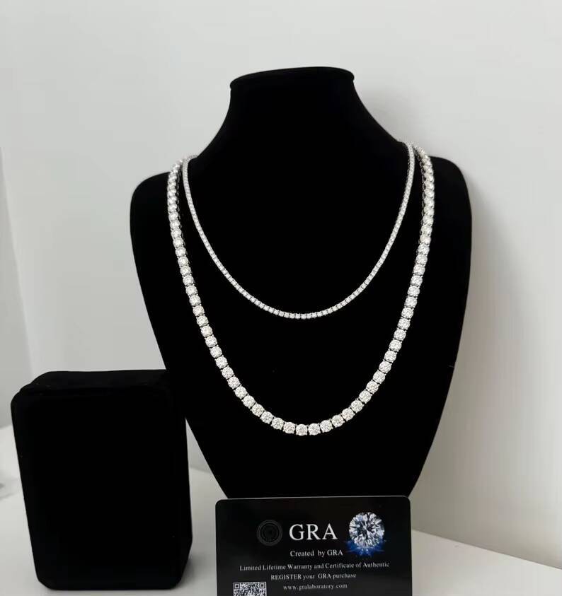 Rinntin SMN Luxury Men Women Hip Hop Iced Out Fine Jewelry 2MM 3MM 4MM 5MM S925 Silver Vvs Moissanite Tennis Chain Necklace