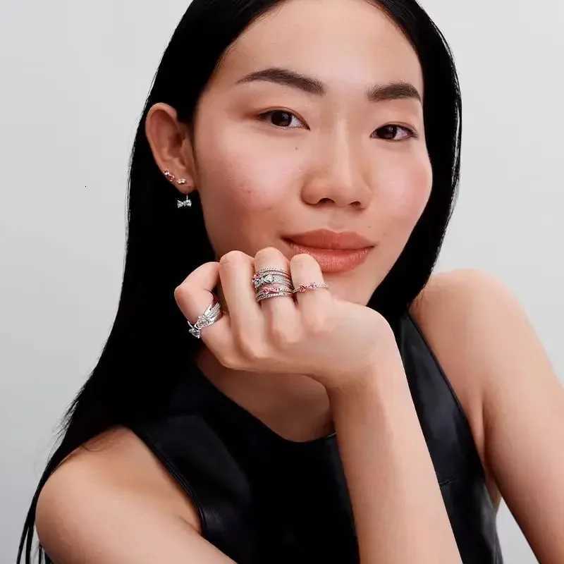 Original 925 Sterling Silver Princess Crown Moon Star Heart Bow Shell Crystal Rings Women Valentines Birthday Gifts DIY JewelryXJ251031