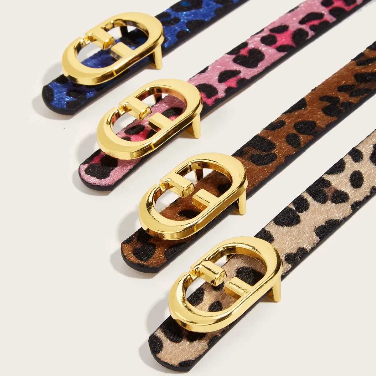 2025 Luxury Designers Leopard Belt For Women Snake Zebra Print Thin Horsehair Waist Belt Golden geometry Buckle Belts FemaleW251030