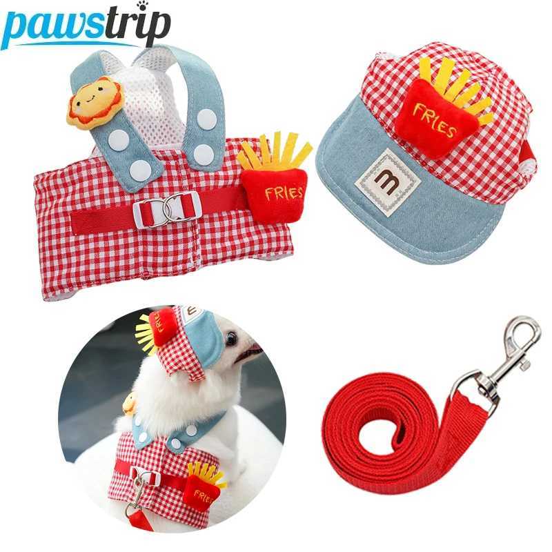3 PCsSet Dog Harness Adjustable Puppy Leash with Hat Cute Dog Chest Strap Leash Teddy Yorkshire Lead Leash Pet Supplies C251031