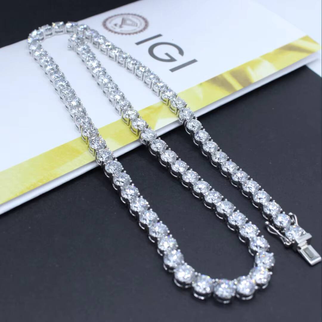 Custom 14K 18K Real Solid White Gold 3mm 4mm 5mm Lab Grown Diamond Bracelet Full Set IGI Diamonds Gold Tennis Chain