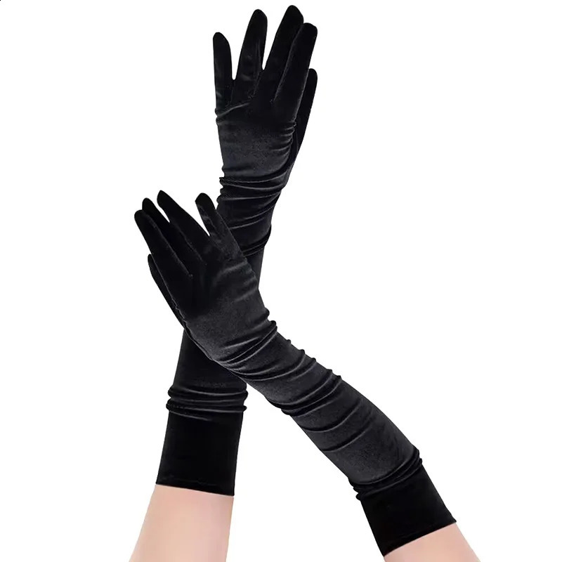 Multicolor Autumn Winter Over Elbow Banquet Women Velvet Long Dinner Dress Gloves Warm Elastic Driving Etiquette 251013